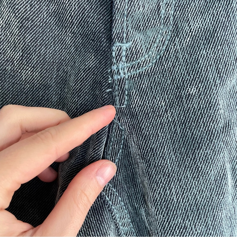 Free People Moxie Flocked Pull On Barrel Jeans Blue Pants Grommet Size 26 - Picture 9 of 14